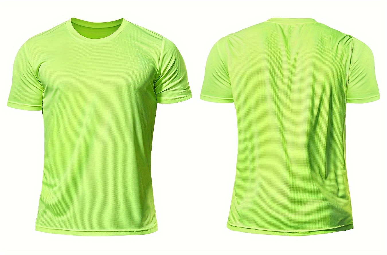 Men's Quick-Dry Athletic T-Shirt - Neon Green Workout Shirt, Lightweight Moisture-Wicking Gym Top for Running, Training, Casual Wear - Breathable Athletic Apparel, Sleek Design, Lightweight Construction