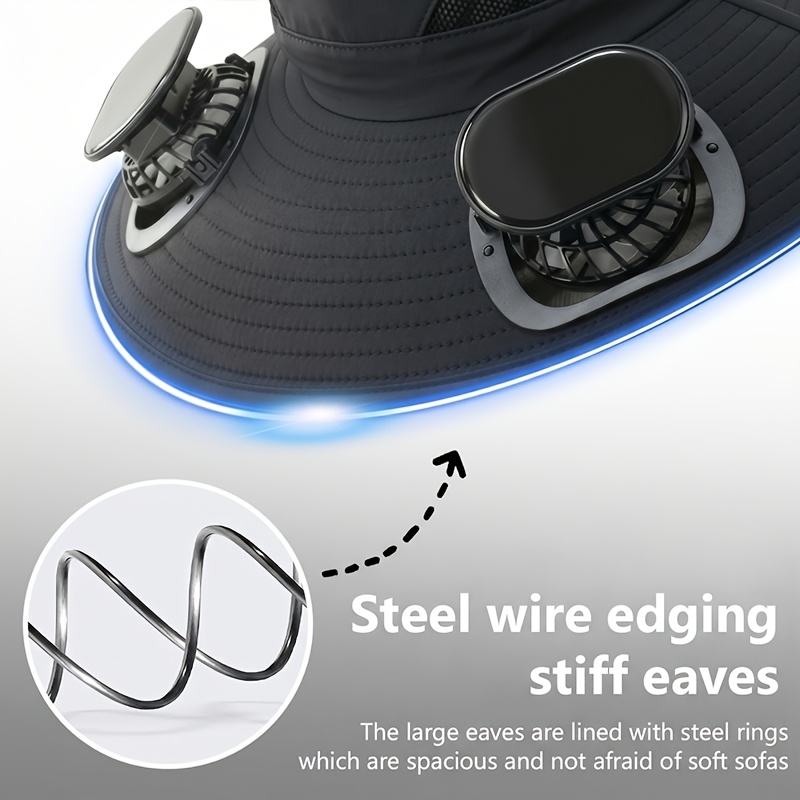 fathers day gift for men summer must   protection fan cap with solar fan and usb charging design lightweight wide brim strong   suitable for fishing hiking mountain climbing and daily outdoor wear sun protection and   Product details 4