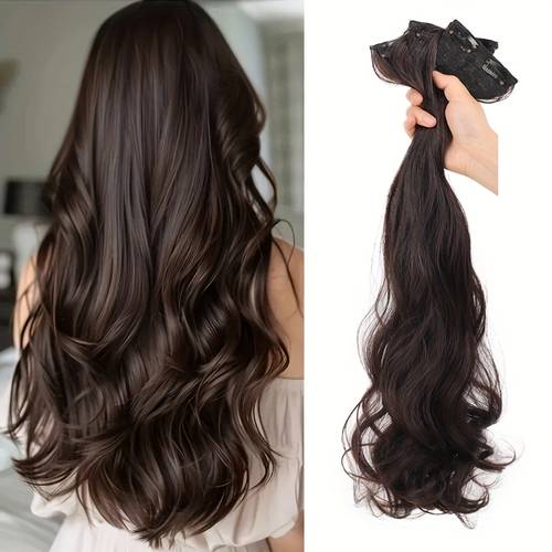 conjunto de 3 extensões de cabelo ondulado natural para mulheres - invisíveis, sem costura, , aumentam volume, macios presilhas bb - adequado os tipos de cabelo
