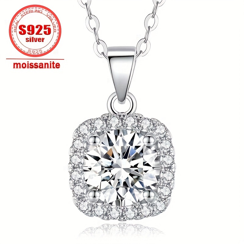 elegant 5ct moissanite jewelry set s925 sterling silvery necklace ring earrings with vvs clarity   weddings gifts 1ct 2pcs luxury gift   details 9