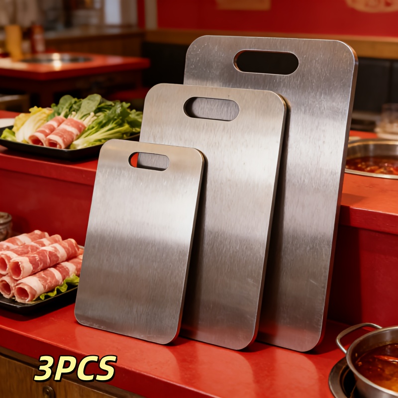 3  stainless steel cutting board set durable easy to clean   space saving rust resistant and bpa free safe for food preparation