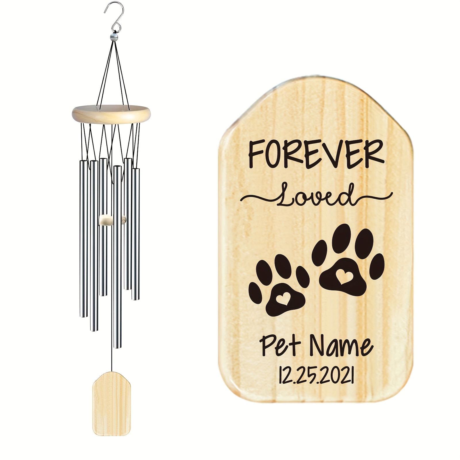 Personalized Pet Memorial Wind Chime with Custom Name