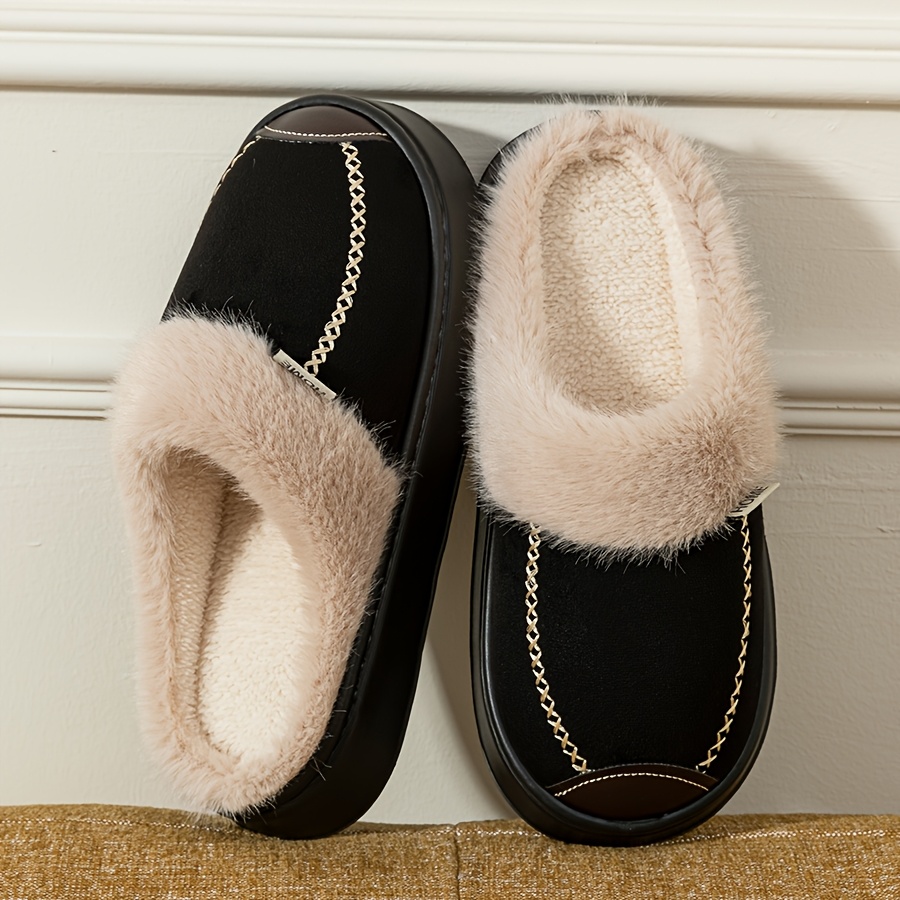 TEMU Aquavel Women's Winter Warm Plush Slippers - Soft Sole Indoor Shoes With Sole & Cozy, Lightweight Suitable For Home, Casual Wear, Care, Floors,