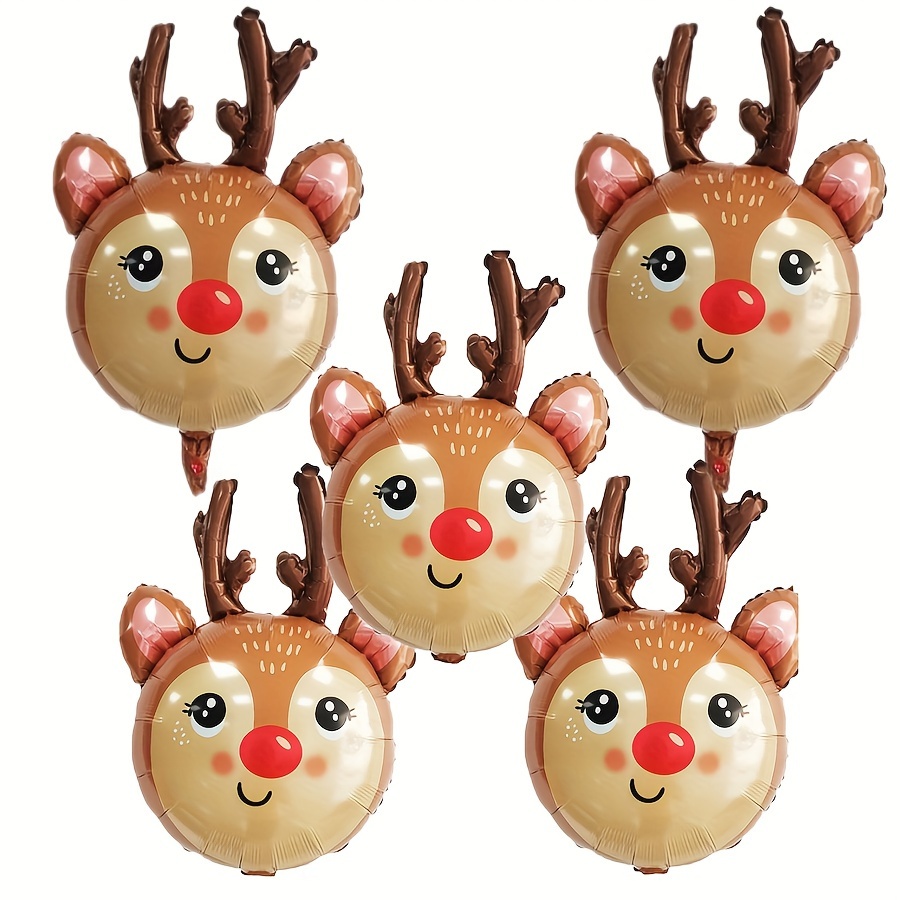 

Christmas Reindeer Foil Balloons, 5-pack, Aluminum Foil Reindeer Head Balloons For Christmas Parties, Holiday Celebrations, And Birthday Decorations, 14+ Years