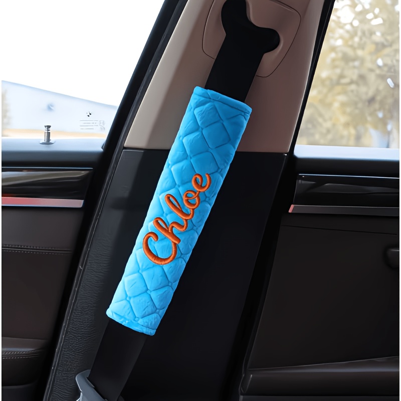 TEMU Coussin de ceinture de sécurité personnalisé avec broderie de nom, universel pour toutes , couverture de protection douce et confortable,