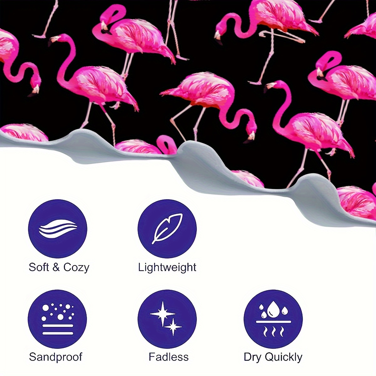Black Flamingo Beach Towel Microfiber Seaside Summer Design_voghion.com