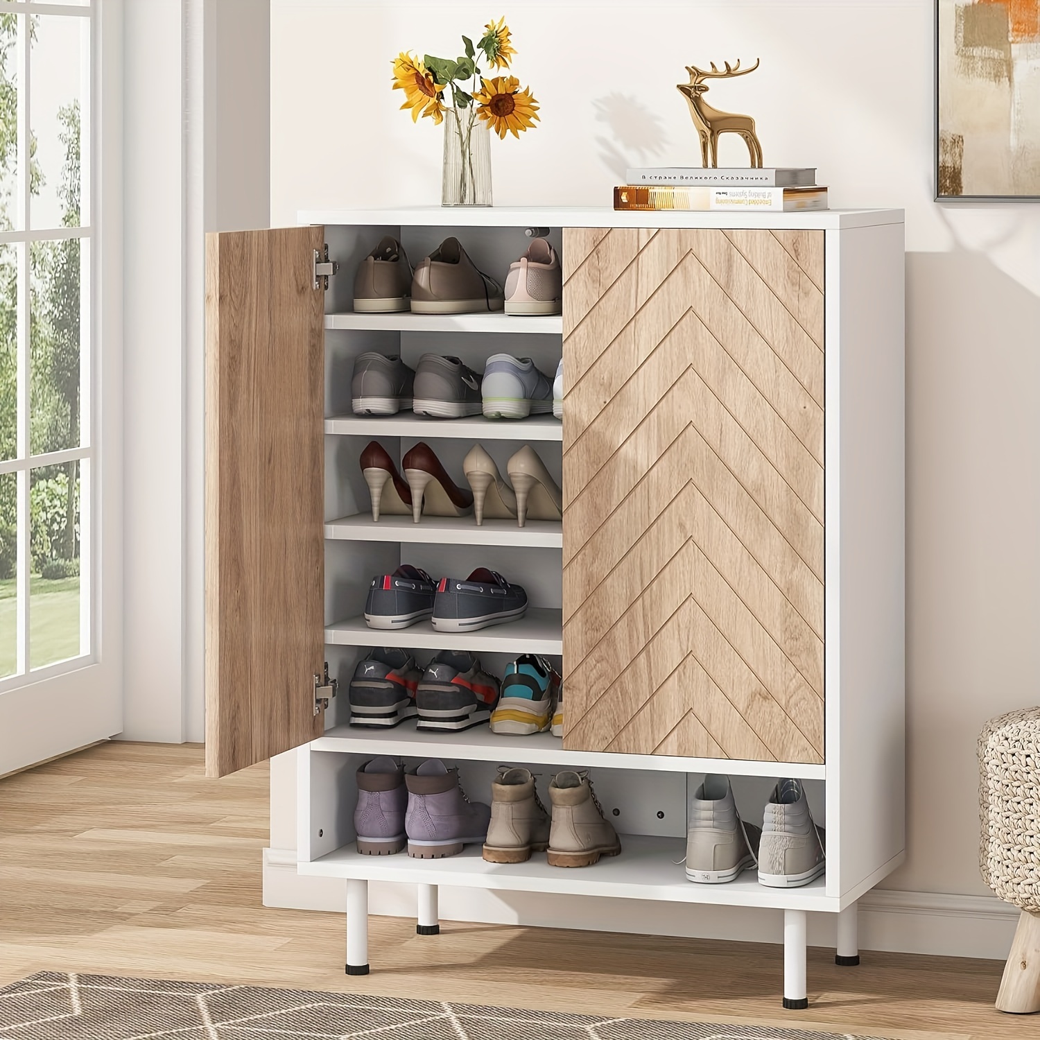 

Little Tree 6-tier Shoe Cabinet, Freestanding Shoe Organizer Rack With Adjustable Shelves