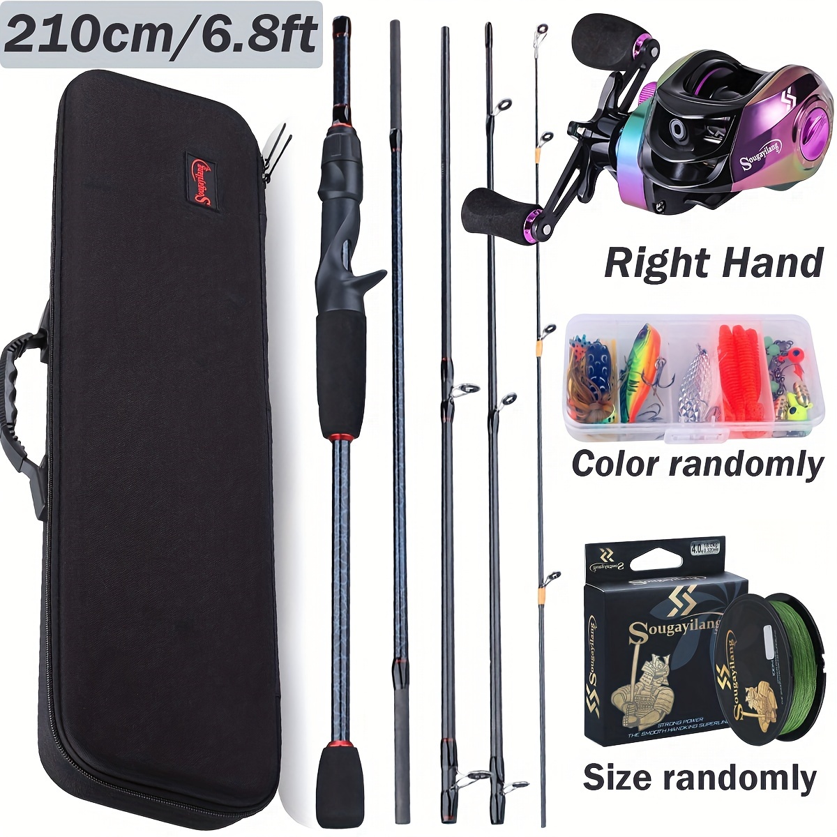 Sougayilang Fishing Rod Reel Combos, 24Ton Carbon Fibre, Portable