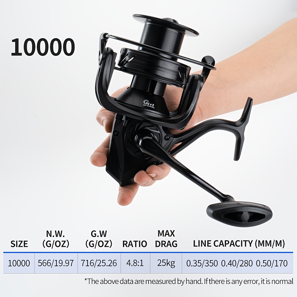 TEMU Spinning Reel 8000-14000 Heavy-Duty Surf Fishing Reel Long Cast Reel 25Kg Krachtige Drag 4.8:1 voor Zoetwater Zoutwater