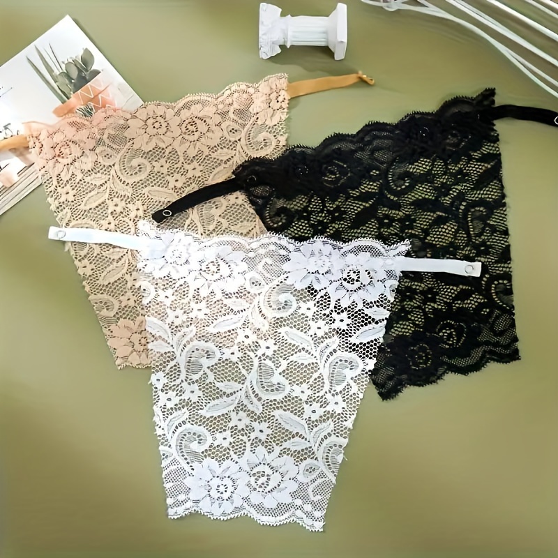 3pcs Elegant Floral Bra Inserts, Polyamide Woven Lace Shield Pads, Anti-glare Comfortable Lingerie Enhancers for Women, Solid Color Bra Accessories