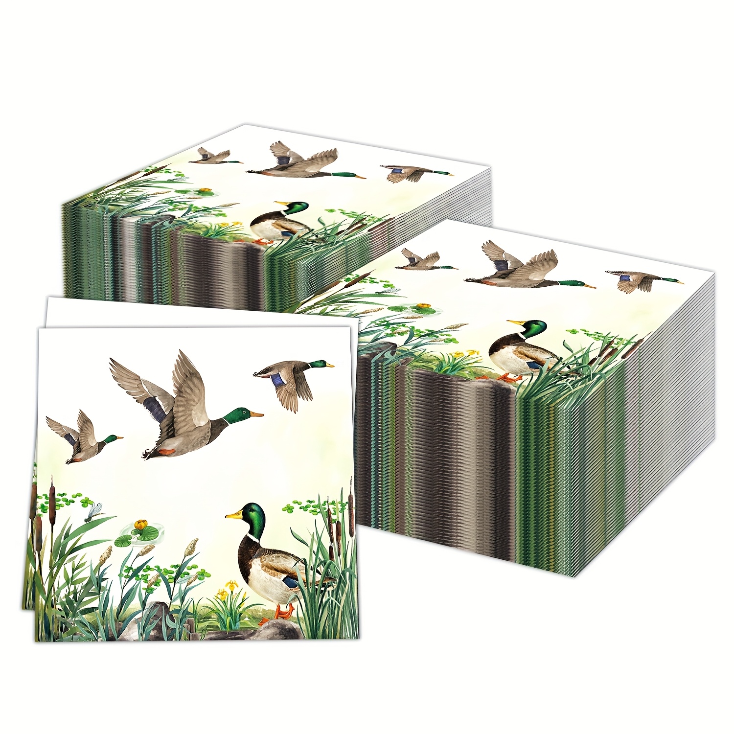 E-shop Set mit 20 Aquarell-Servietten mit Entenmotiv, für die erste Geburtstagsfeier oder eine Babyparty mit Entenjagd-Thema
