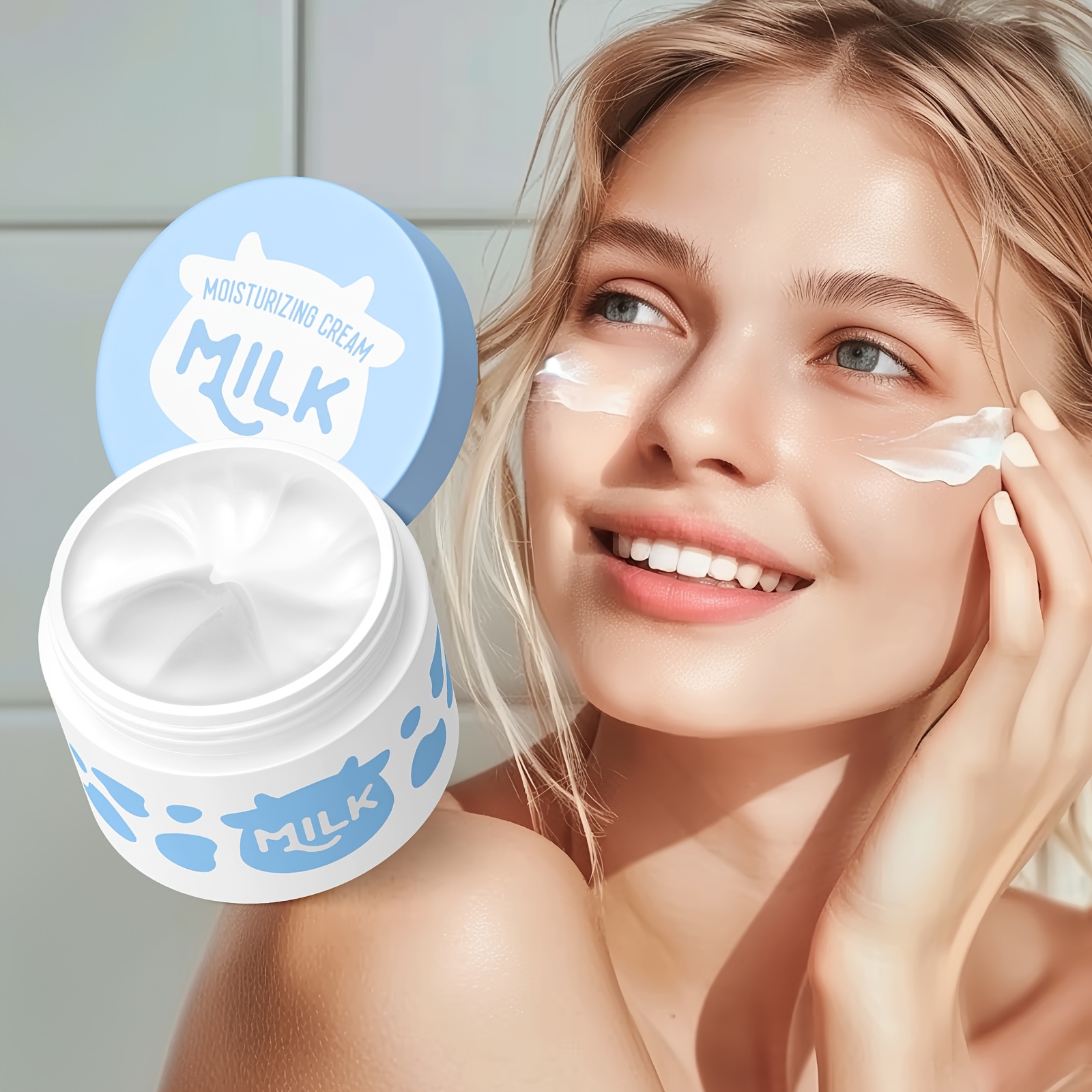 Image of Milk Moisturizing Cream 0.88oz For Dry & Combination Skin, Portable For Travelling, W/vitamin E, Sodium Hyaluronate, Alpha-arbutin For Hydrating Nourishing Skin, Gift For , Christmas Valentines Day