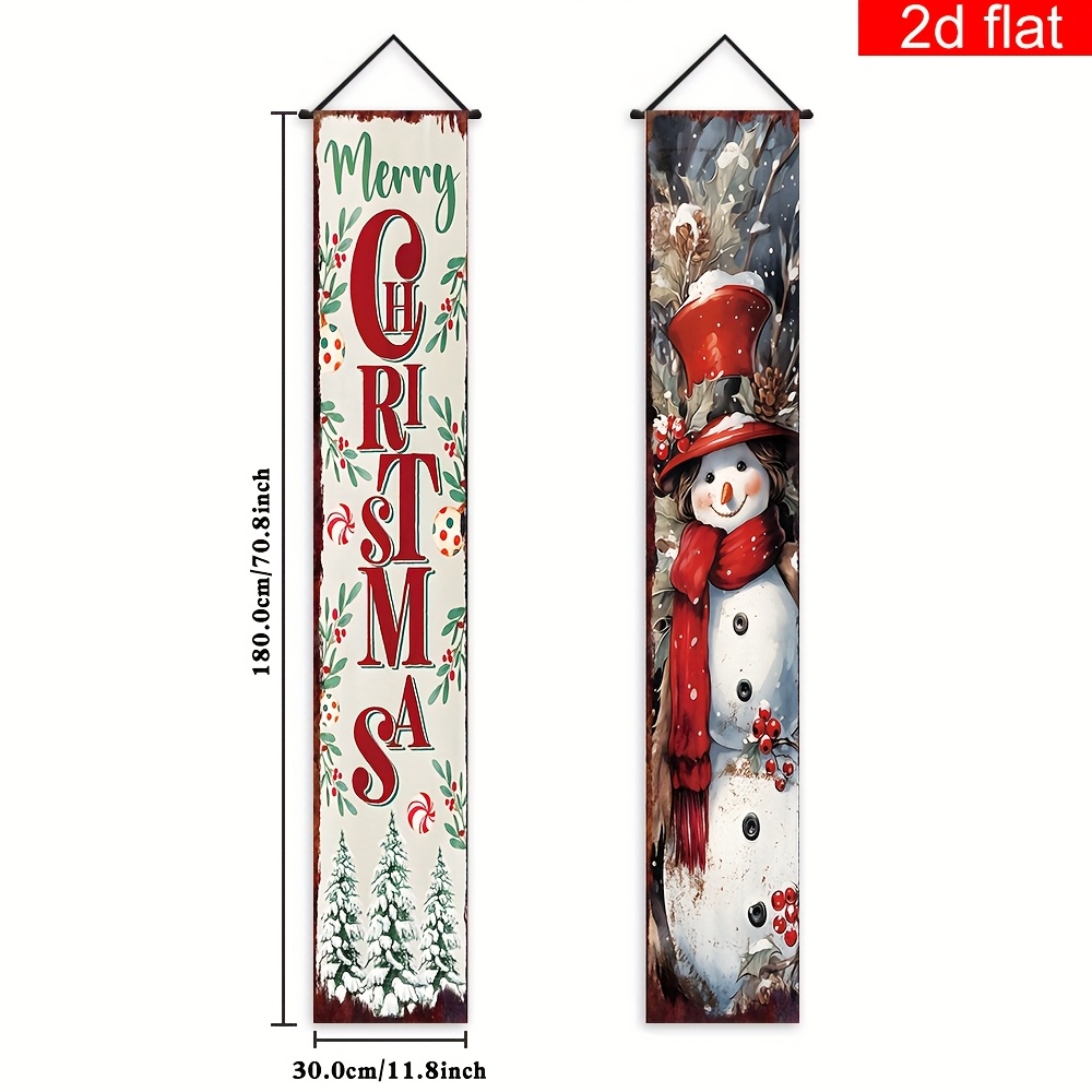 TEMU Bannière plate 2D, 2 pièces, Bannière Couple de Neige de Noël, Polyester, Panneau de Fête de Noël et Nouvel An, Adaptée pour Décoration Murale