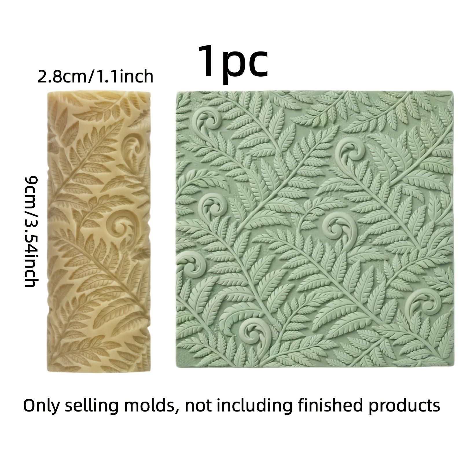 TEMU 1pc Fern Texture Polymer Clay Embossing Rolling Tool, , Suitable For Mother's Day, Father's Day, Spring Summer Clay Projects, Ideal For Making