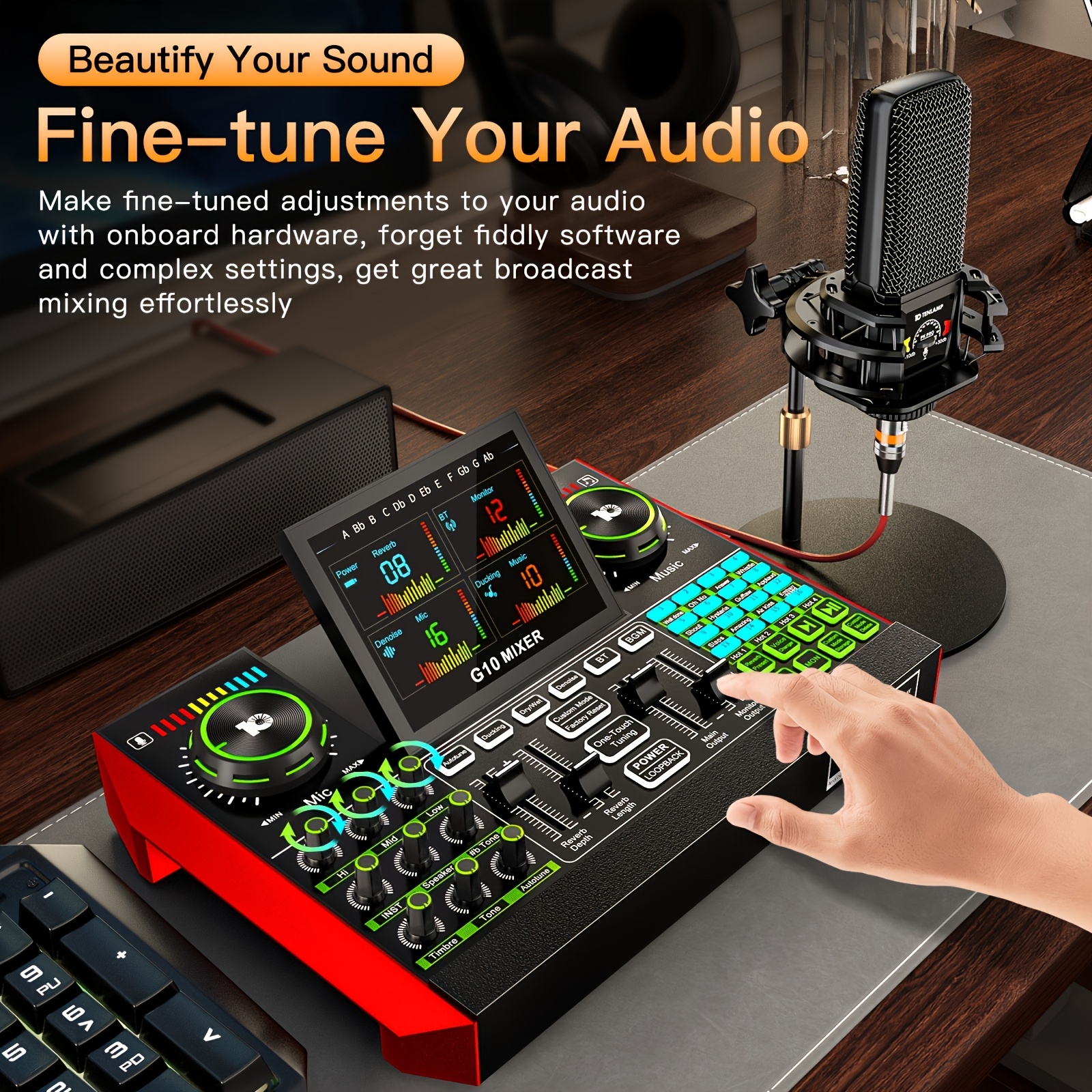 professional microphone mixing kit featuring a vocoder for live sound card and   for singing games   designed for   and play use with laptops and cell phones ideal for recording electronic music
