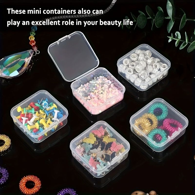 100pcs clear plastic storage boxes with snap lock lids clear stackable organizer containers compact 2 17 inch mini boxes for jewelry beads crafts   durable transparent storage boxes storage bins jewelry boxes Product details 1