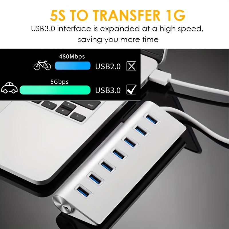 usb hub 7 port charging interface expansion usb 3 0 high speed data transmission for desktop laptop computers silver Product details 1