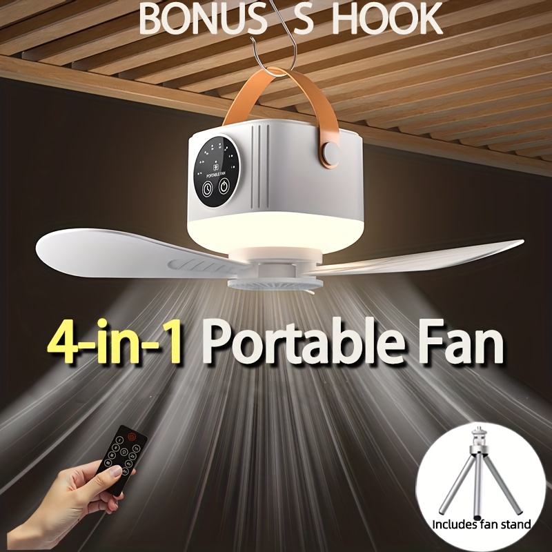 portable tent fan with triangular stand remote control usb powered hanging hook for canopy tent aromatherapy function emergency survival fan
