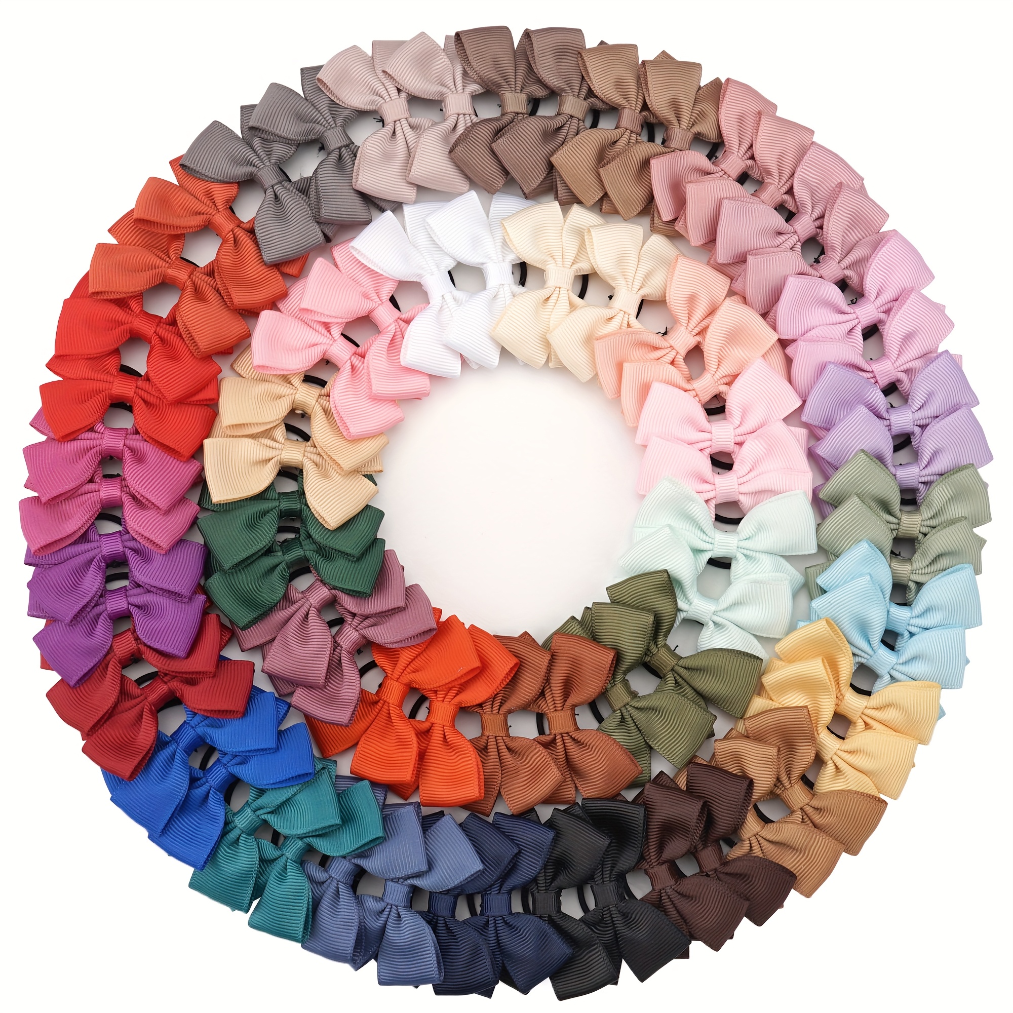 TEMU 60pcs Hair Ties - 2" Colorful Bowknot Rubber Bands, Gentle Ponytail Holders For & , Assorted Colors, Ideal For Everyday & Casual Wear, Hair Accessories