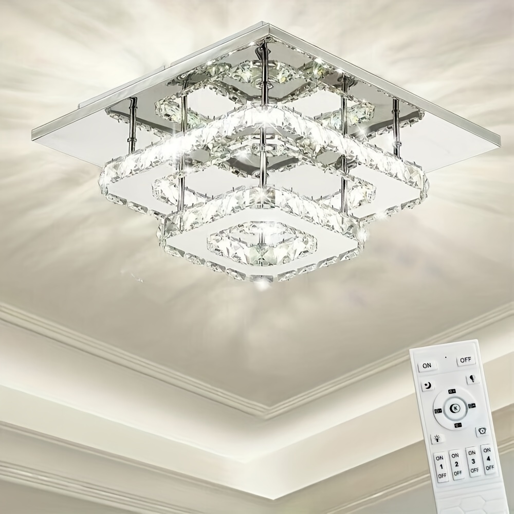 mini modern chandelier led crystal ceiling light 2 layer flush mount for hallway details 0