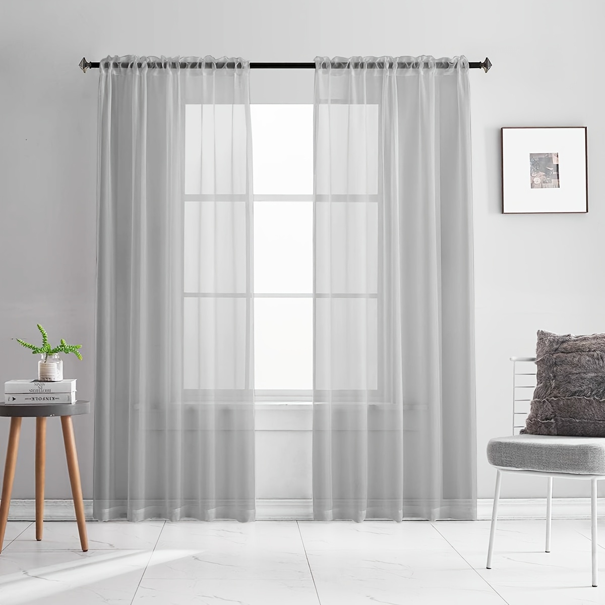 2 panels 4 panels set sheer curtains rod pocket