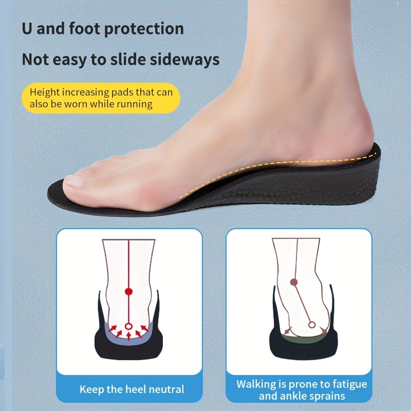 1pair Inner Heightening Insoles, Men's And Women's Invisible Comfortable Soft Sole, Sports Shock Absorption Sweat-absorbing Insoles