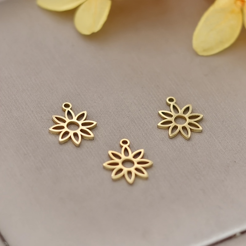 Set Of 3 Mini Floral Charms For Crafting Vintage-style Earrings And Bracelets, Made From Stainless Steel, Perfect For Jewelry Making