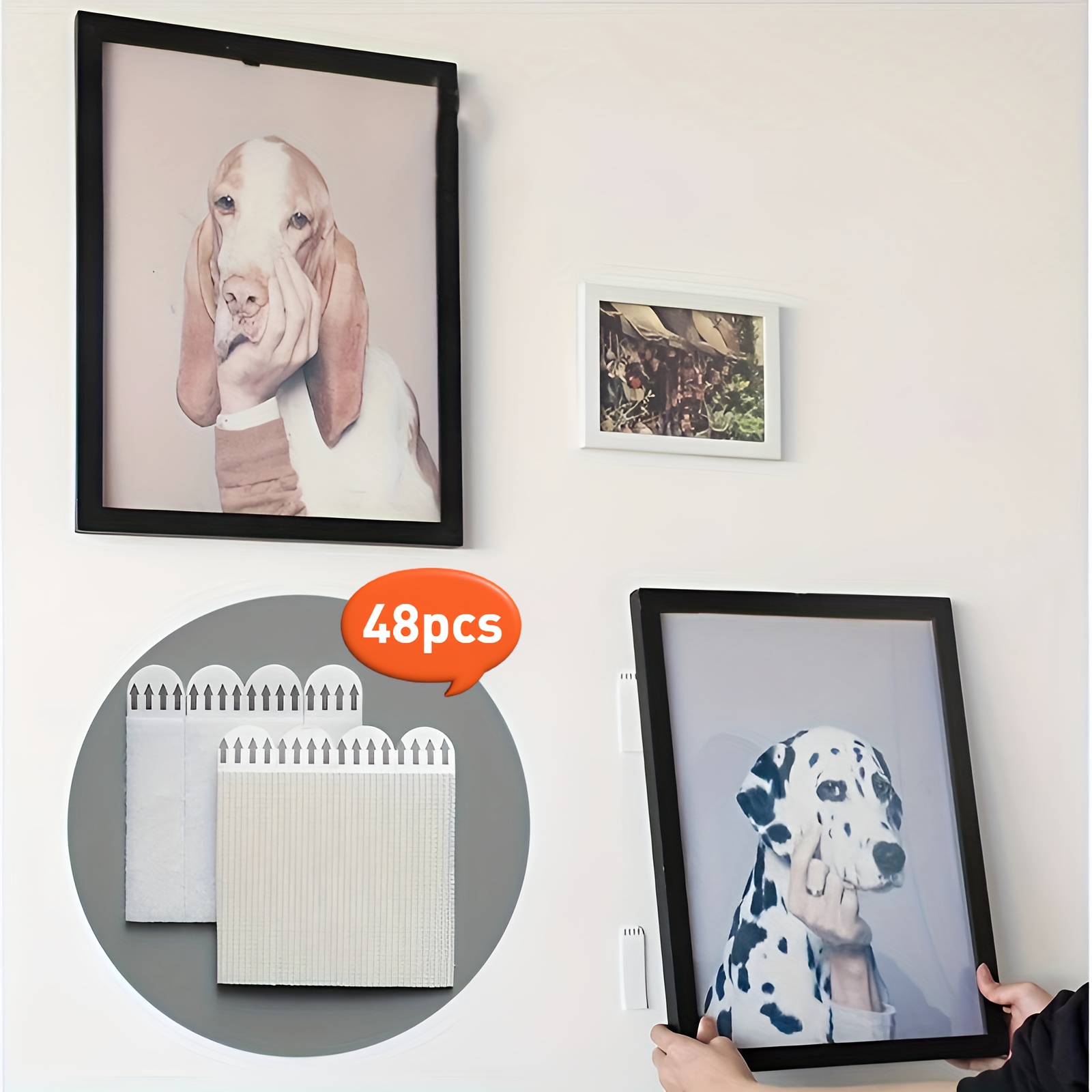 TEMU Powerful Adhesive Heavy-duty Picture Hanging Strips, No Drilling Required, Nail- Hooks, Tape, Removable Hanging Strips, Double-sided Tape,