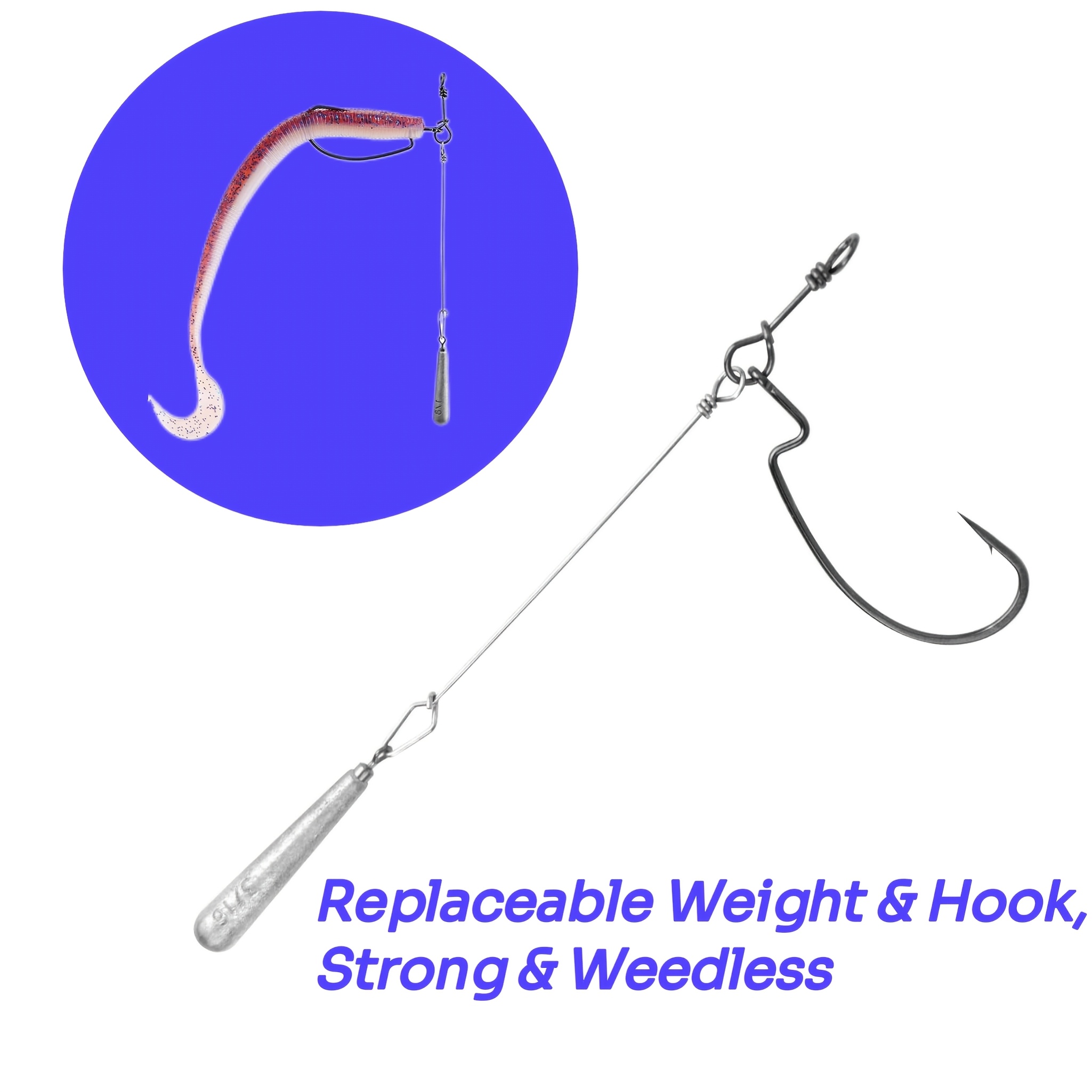 6-Pack * Weighted Offset Hooks  Replaceable Weights And Hooks, Long  Casting, Weedless Rig, Strong * for Soft Plastic Baits | * Fishing Gear