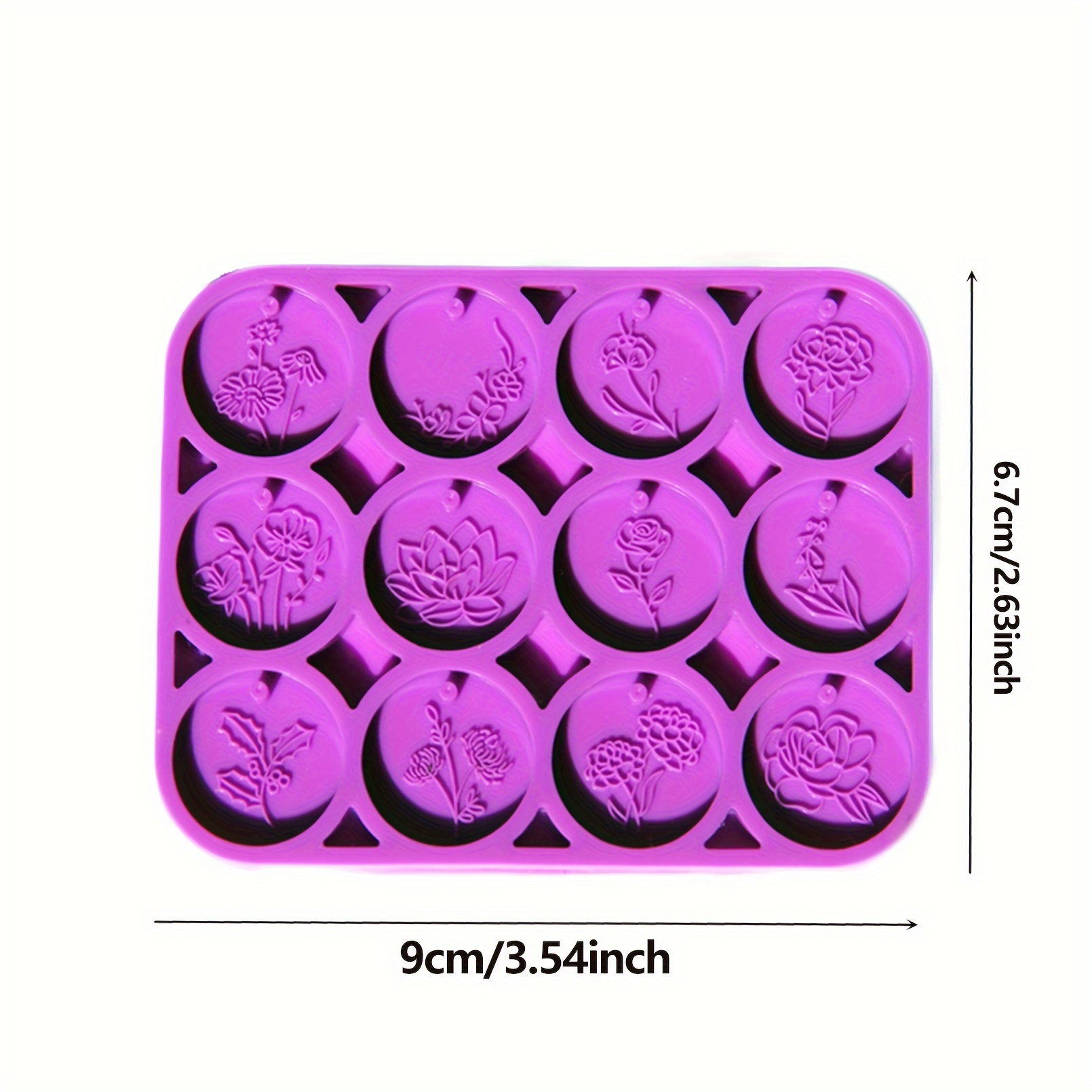 TEMU Silicone Resin Casting Molds For Jewelry Making, 12 Piece Round Flower Charm Molds For Bracelets, Earrings, Pendants - Cuboid Shape Diy Craft Mold Featuring Birth Month Blossoms