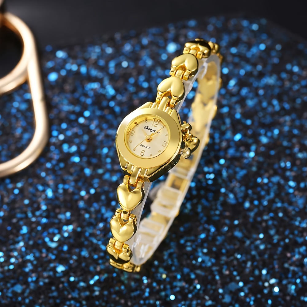 

Montre-bracelet Analogique De Luxe En Quartz Avec Cœur Doré Pour Femmes, Cadeau De La Saint-Valentin