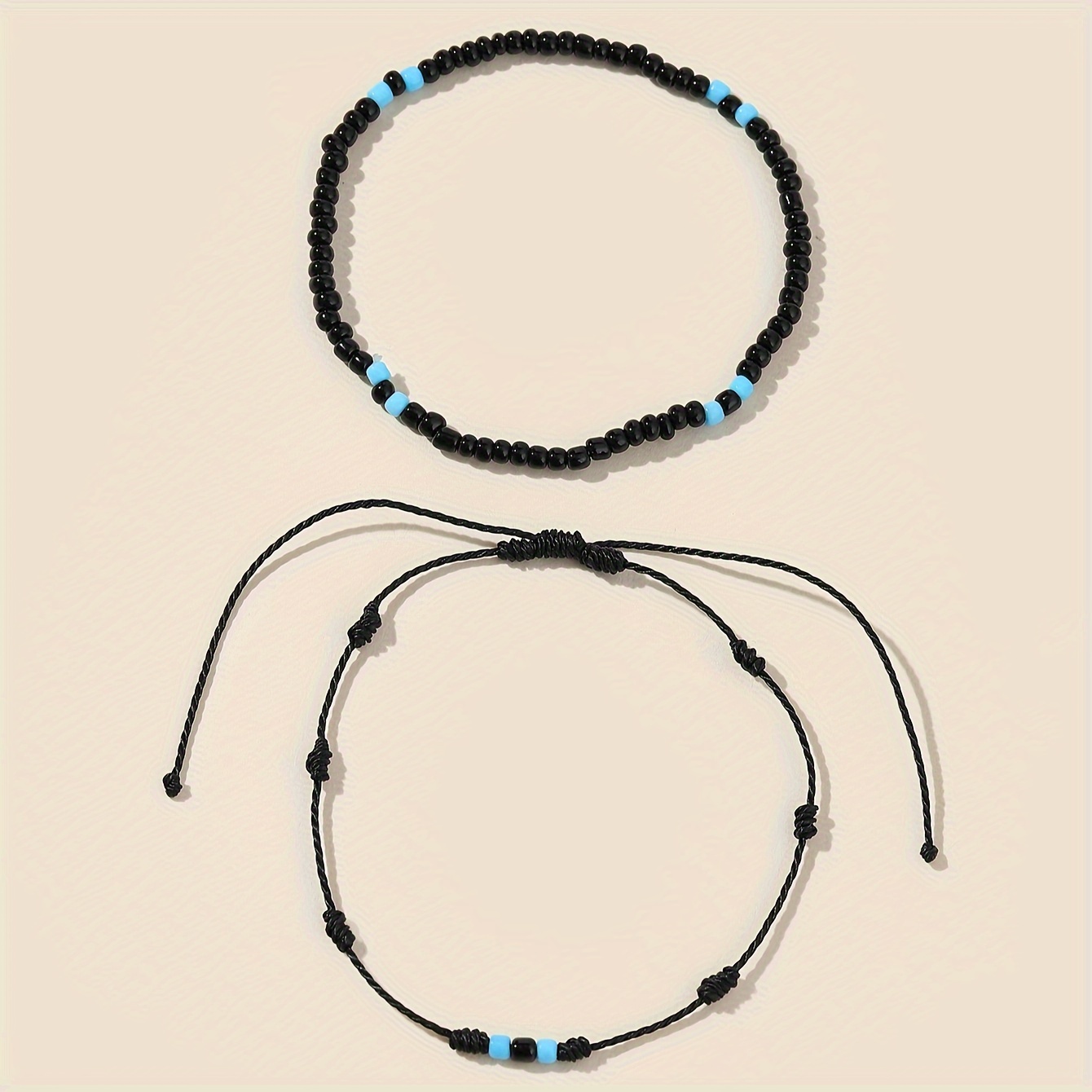 Boho 2-Piece Glass Bead Anklet Set for Women
