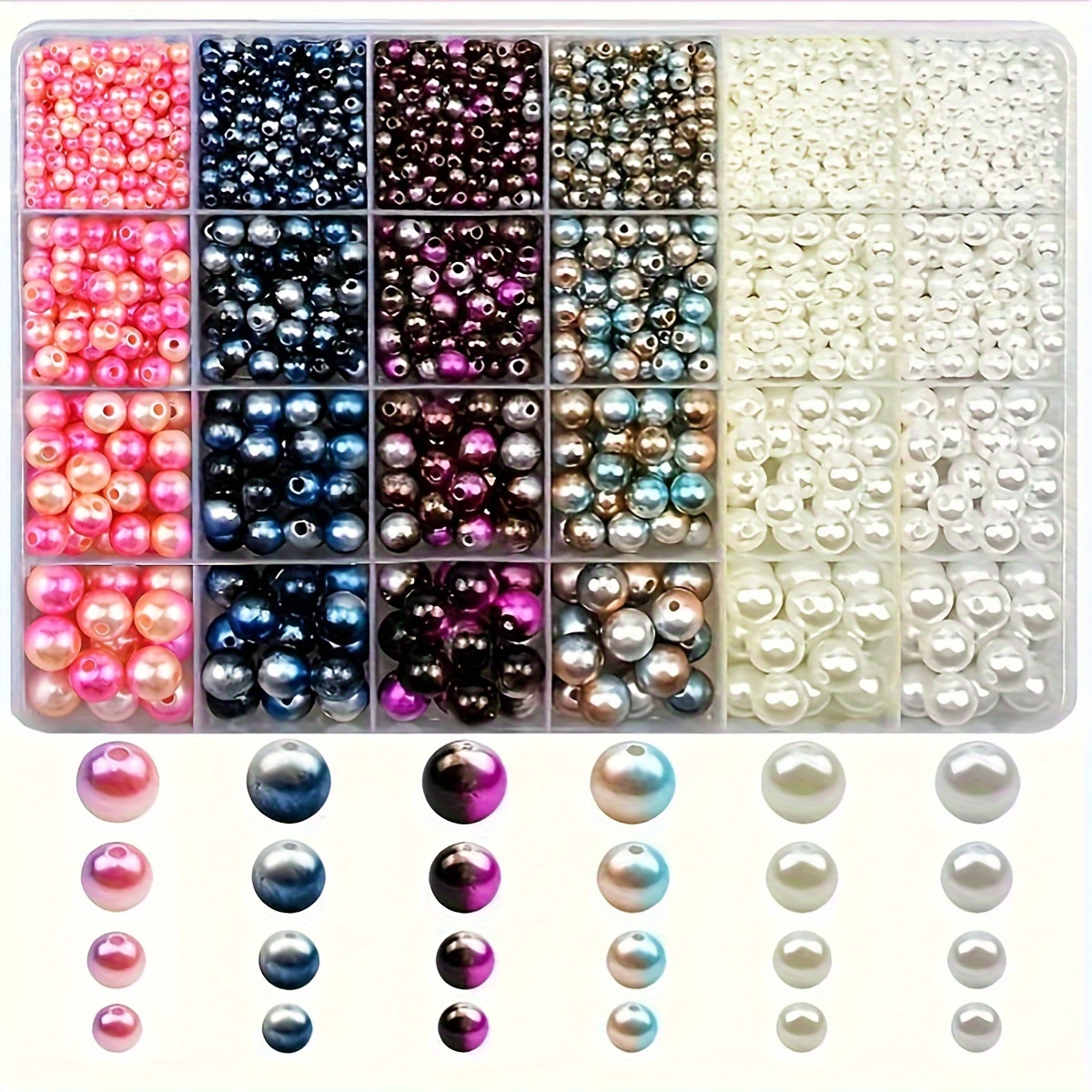 

Gradient Abs Imitation Pearl Beads Kit - 24-compartment Box For Making, Earrings, Necklaces & Bracelets - Fashionable Craft Accessories