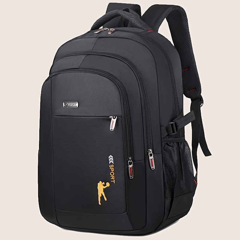 

Stylish Men's Backpack - Large Capacity, & Spacious For Work, College, And Travel - Waterproof With Adjustable Padded Straps, Laptop Compartment - Black Oxford Fabric