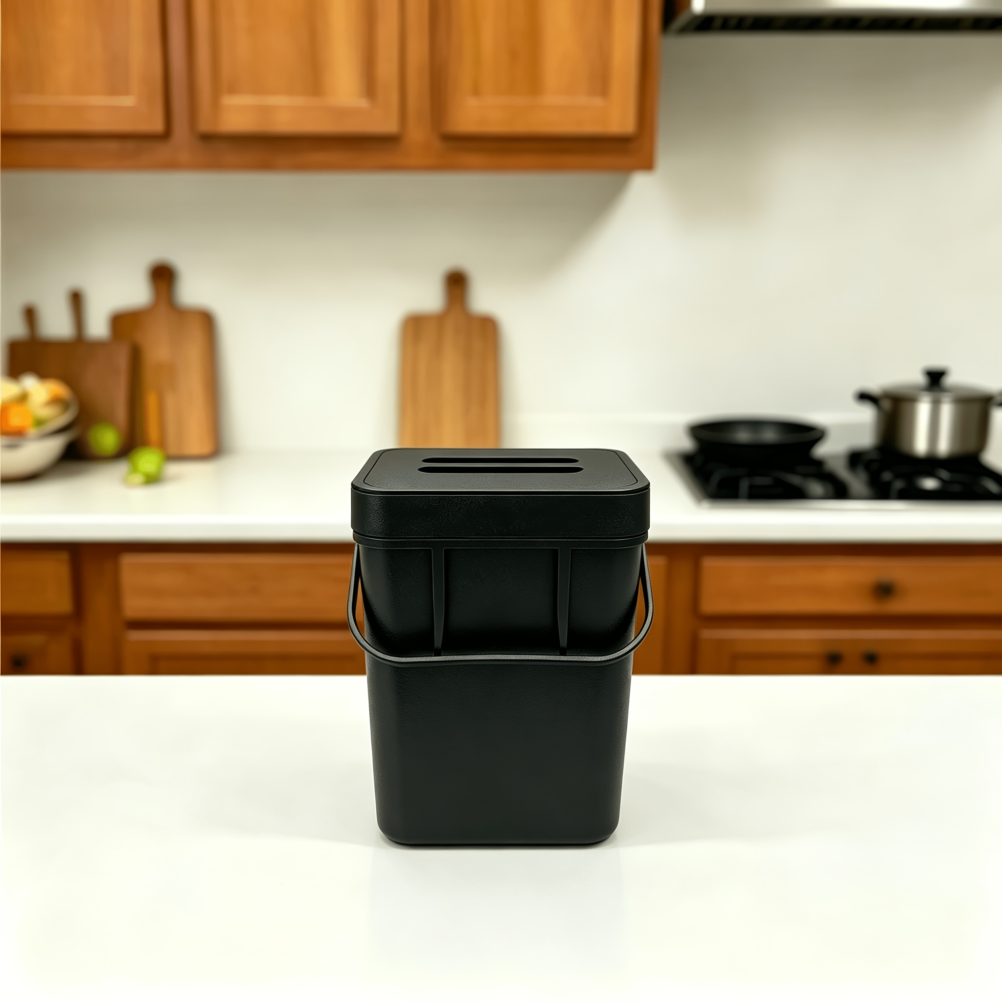 Image of 1 Compost Bin With Handle And Lid - 101.44oz Capacity, Durable Plastic Food Waste Disposal, Hanging Countertop Trash Can, Standard Large Capacity Suitable For Home Use, Compost Bin For Kitchen