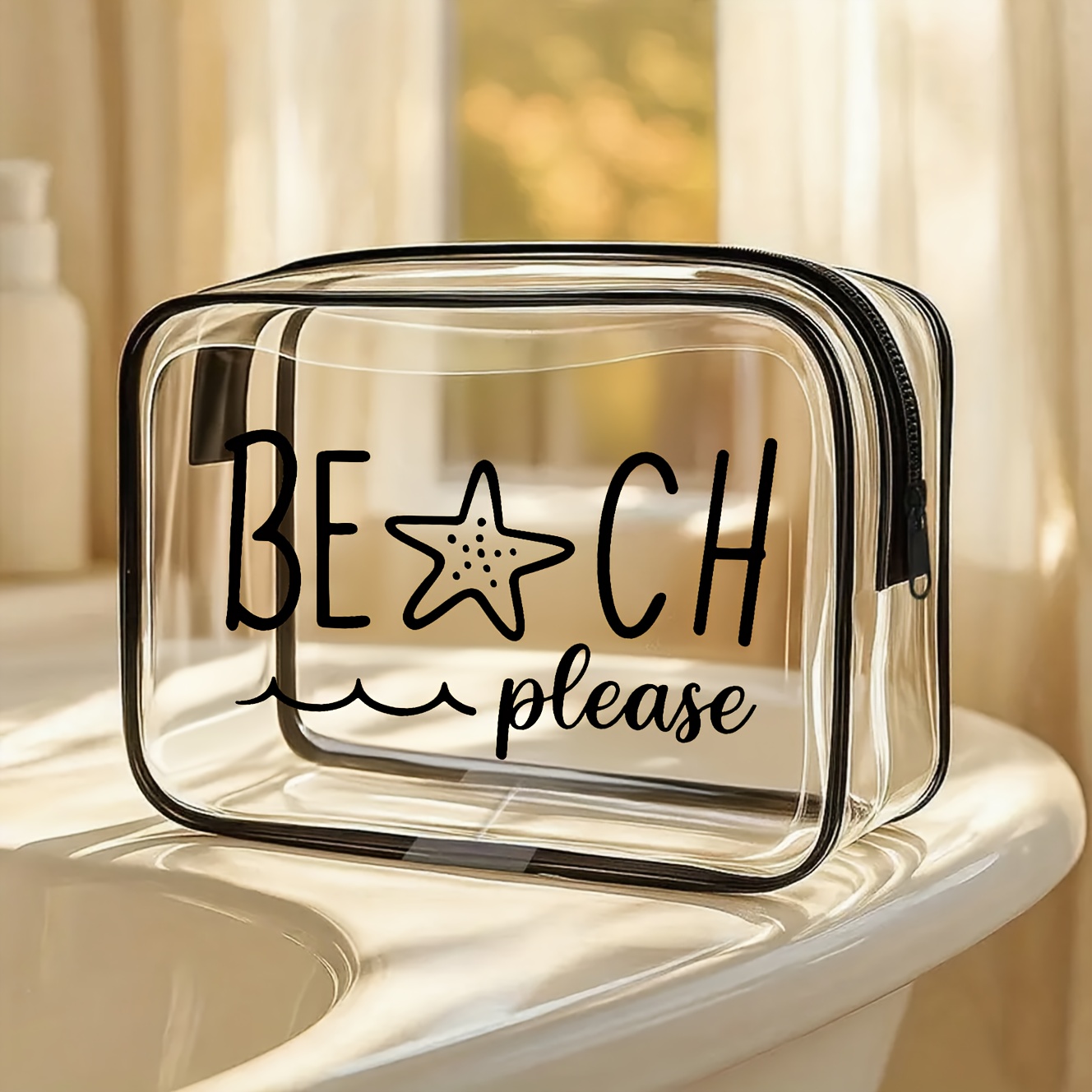 TEMU Sac à Bandoulière Transparent Simple avec Fermeture Éclair - Organisateur de Toilette de Voyage Transparent, Trousse de Maquillage, Étui