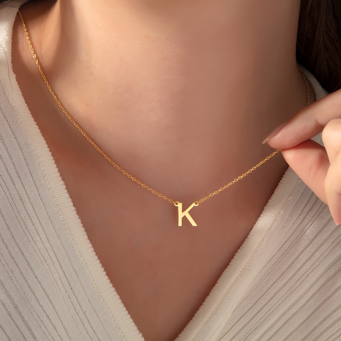 E-shop Individuelle Einzelbuchstaben-Halskette, personalisierte minimalistische Buchstaben-Halskette, Edelstahl, goldene Großbuchstaben-Halskette,