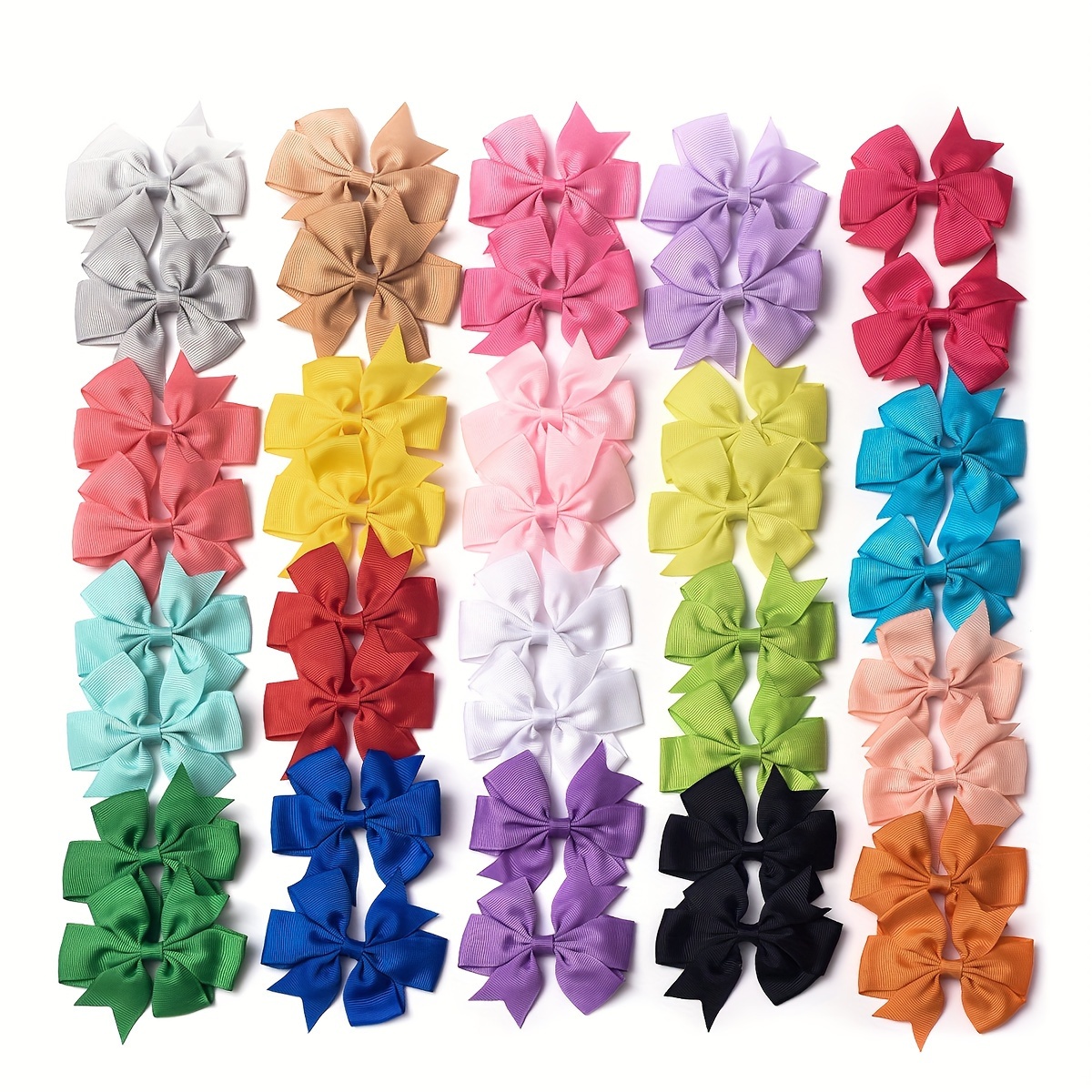 

40pcs Bow Tie Girl Satin Ribbon Accessory With Crocodile Clip (20 Colors 40pcs)