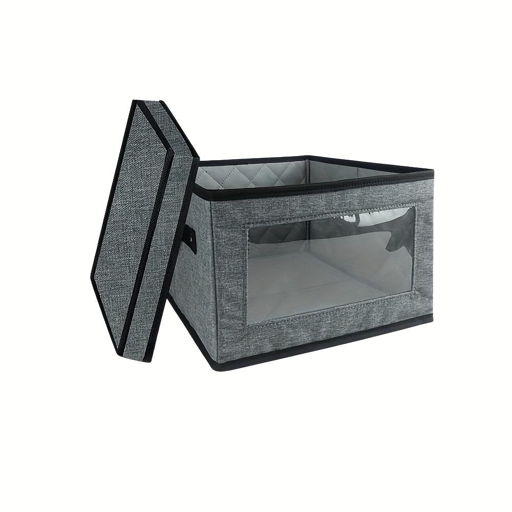 1pc Large Capacity Plate Storage Box with Dustproof Lid - Heavy-Duty Durable Material,   & Black Edges, Space-Saving   for Kitchen Pantry, Dining Table Organization - Dish Organizer for Plates, Bowls, Serving Dishes - Dustproof Storage Cabinet Alternative, Pantry Organizers And Storage