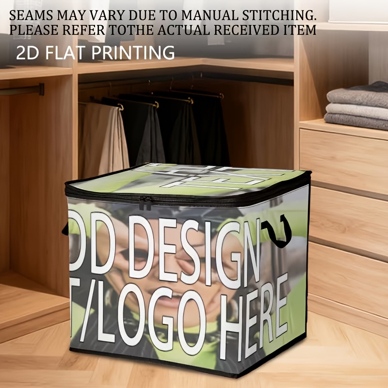 TEMU 1pc Large Custom Photo/text/pattern Storage Box Suitable For Travel, Moving & Wardrobe Organization - Personalized Non- Foldable Box With Your