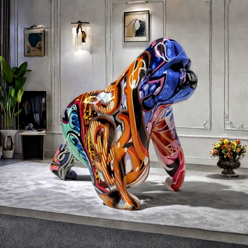 colorful graffiti gorilla figurine resin art decor for     cafe   orangutan statue sculpture table decoration 0