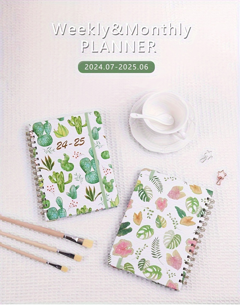 2024 2025 Botanical Planner Notepads Spiral Coil Blank Pages Temu Malaysia