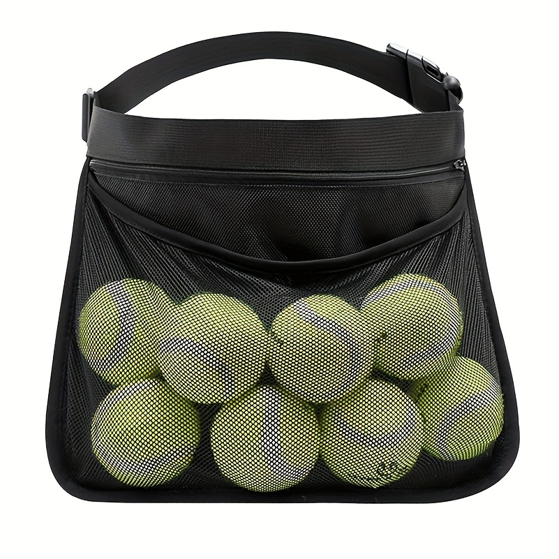 TEMU 1pc Adjustable Tennis/pickleball/golf Waist Pack - Heavy-duty Mesh Fanny Holder Compatible For Cycling, Golf & Pickleball - Holds 8 Balls , Unisex Hip Carrier For Tennis Accessories