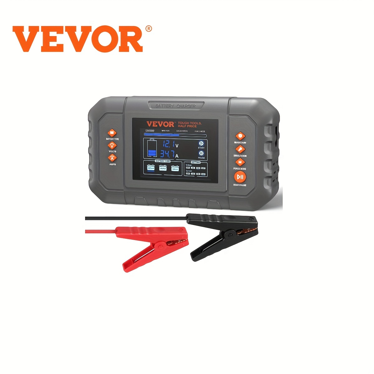 

Vevor Smart Battery Charger, 35-amp, Lithium Lifepo4 Lead-acid (agm/ Gel/ Sla) Car Battery Charger With Lcd Display, Trickle Charger Maintainer Desulfator For Boat Motorcycle Lawn Mower Deep Cycle