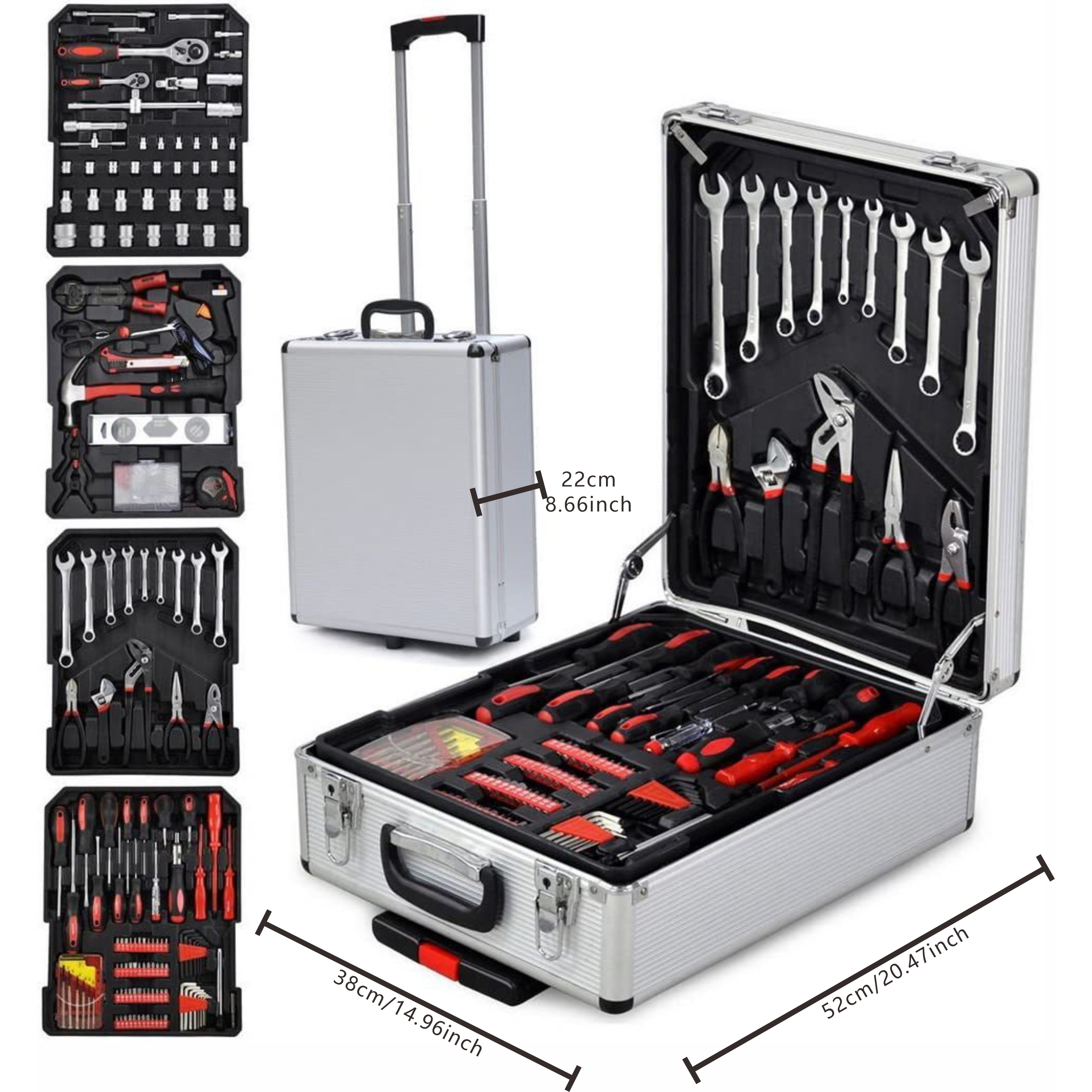 hi trolley case home tool set aluminum box trolley case wrench pliers socket set details 8