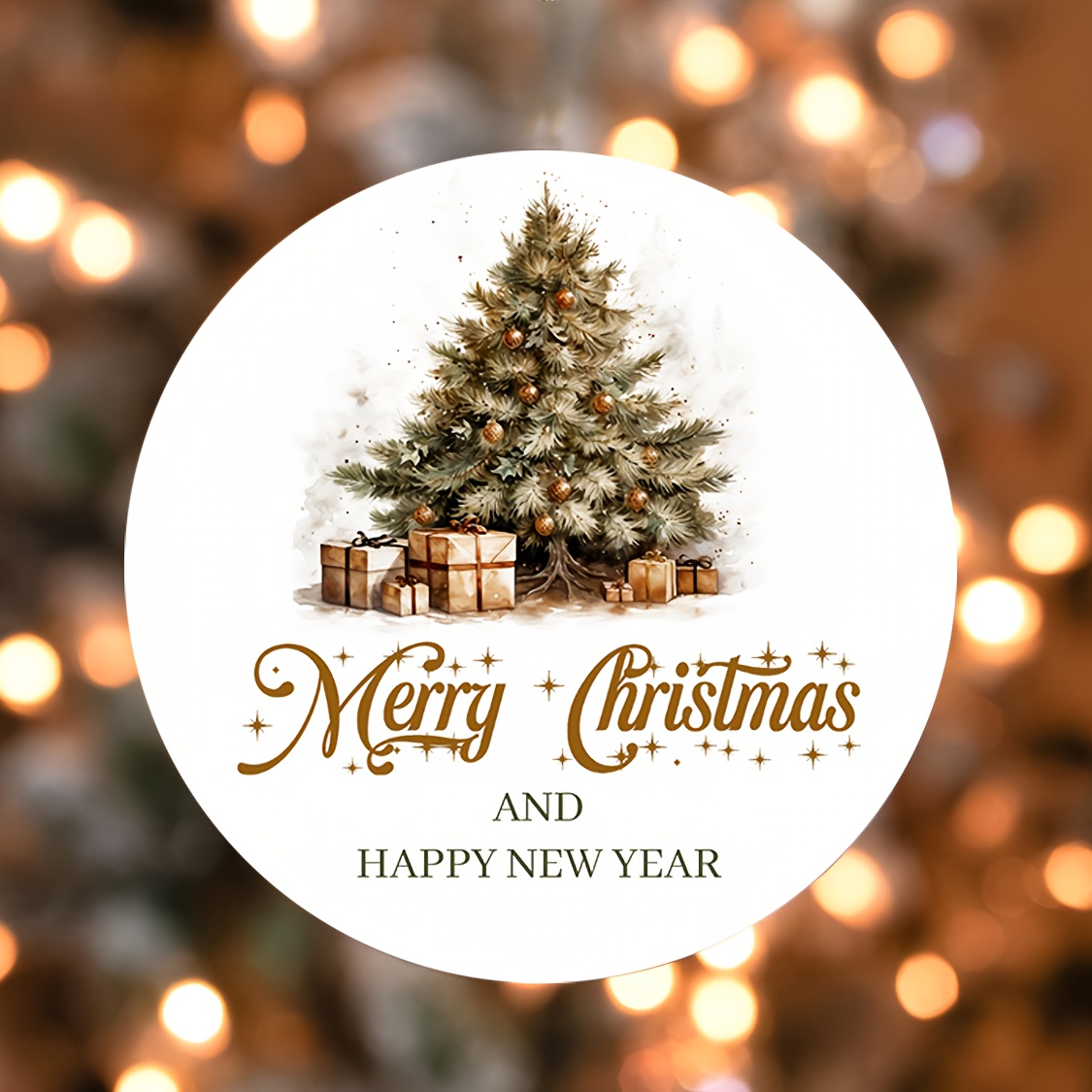 Image of 60 Christmas And New Year Greeting Stickers, Round Holiday Labels For Gift Wrapping, Envelopes, Cards, Party Favors, And Decorations - Tags