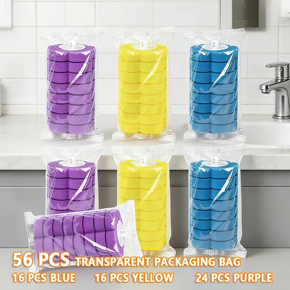 E-shop 56-teiliges Ersatzset für Toilettenreinigungsstäbe | 3-farbige transparente Verpackungsbeutel, Einweg-Ersatzaufsätze für Toilettenbürsten,