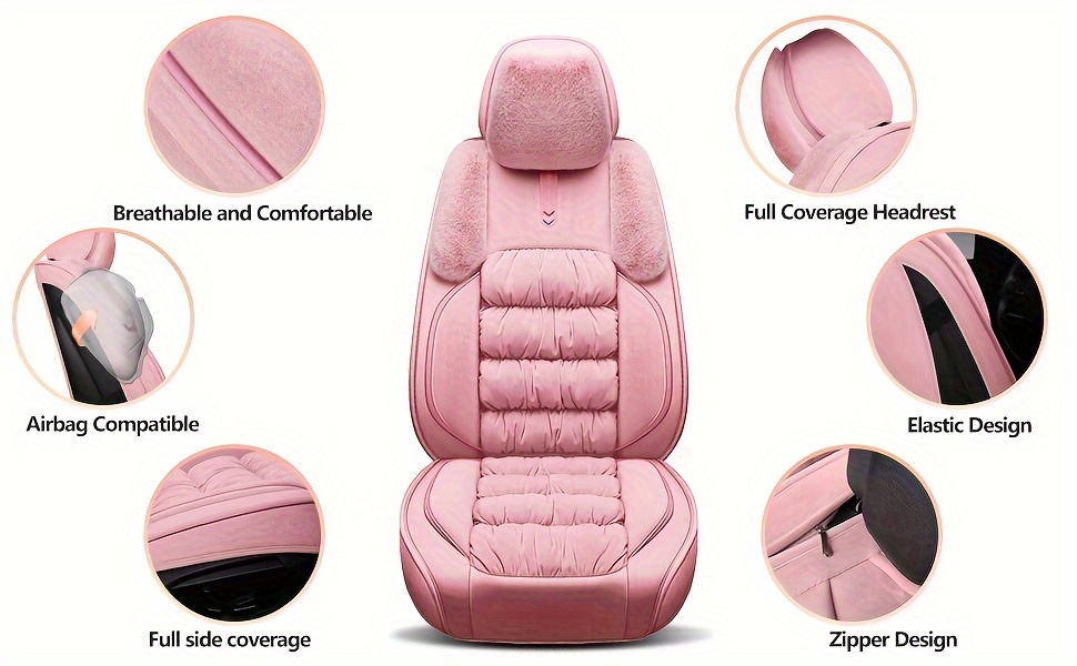 fuzzy car seat covers front pair fluffy automotive seat Temu