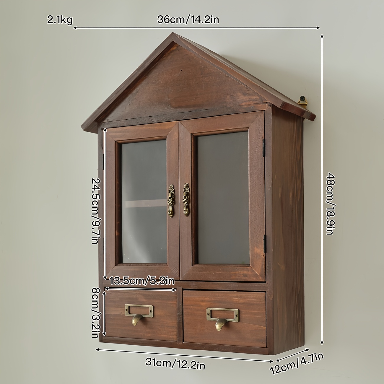 Solid Wood Wall-Mounted Storage Rack with Drawers