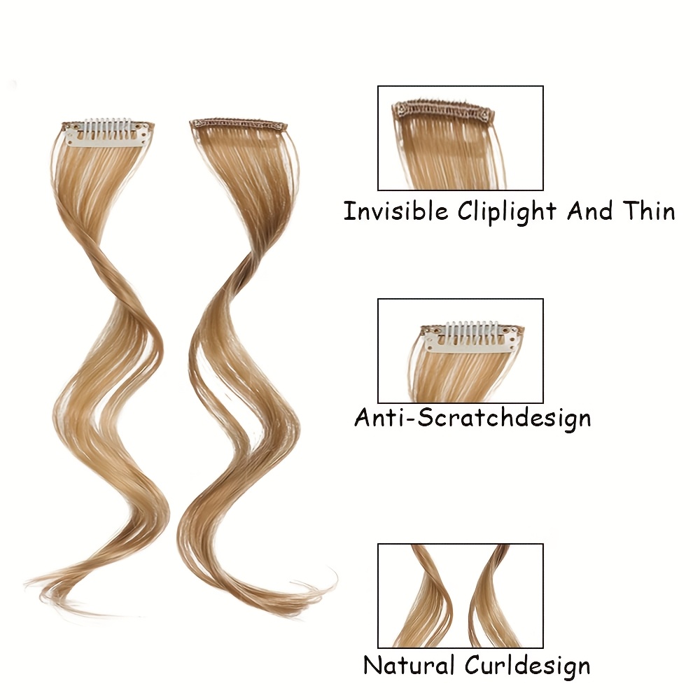 16 inch two piece clip synthetic bangs wig pieces     long side tassel hair extension elegant style suitable for womens daily wear wedding party themed party festival celebration details 2